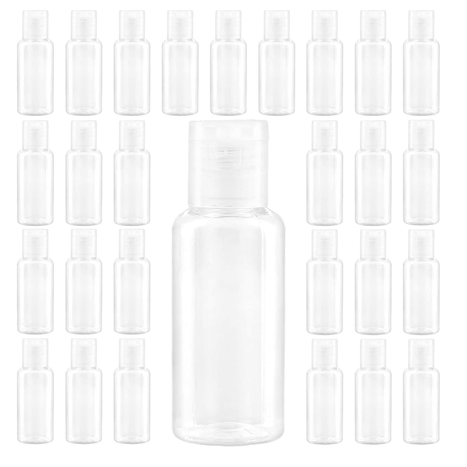 MOUYAT 110PCS 30ml Travel Bottle, 30ml Plastic Bottles with Lids, Refillable Clear Flip Cap Bottles for Trip Lotion, Toiletries