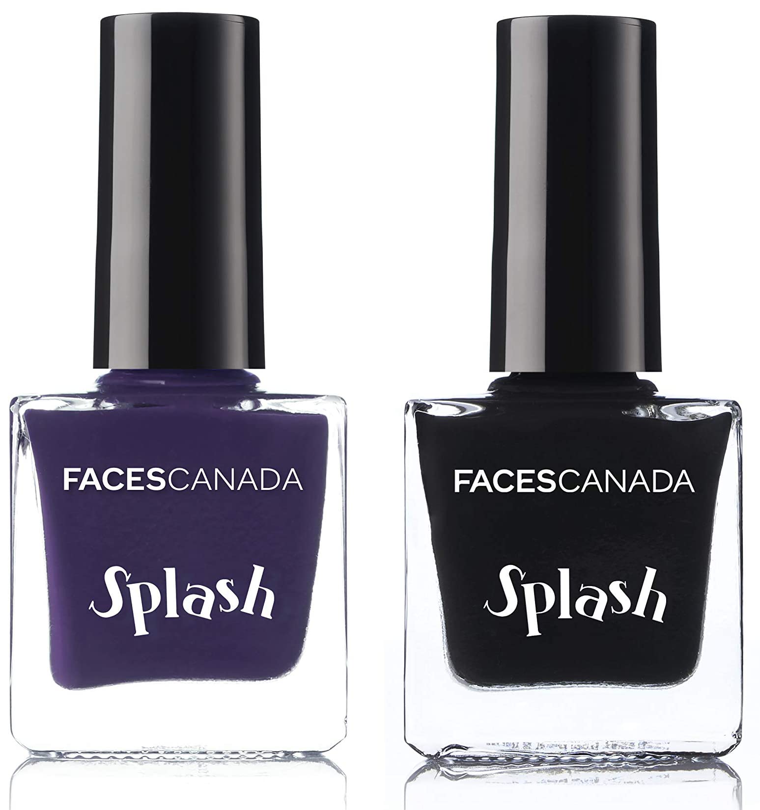 FACESCANADA Splash Glossy Finish Nail Enamel, Black Beauty 15, 8 Ml & Splash Glossy Nail Enamel, Perse 31, 8 Ml