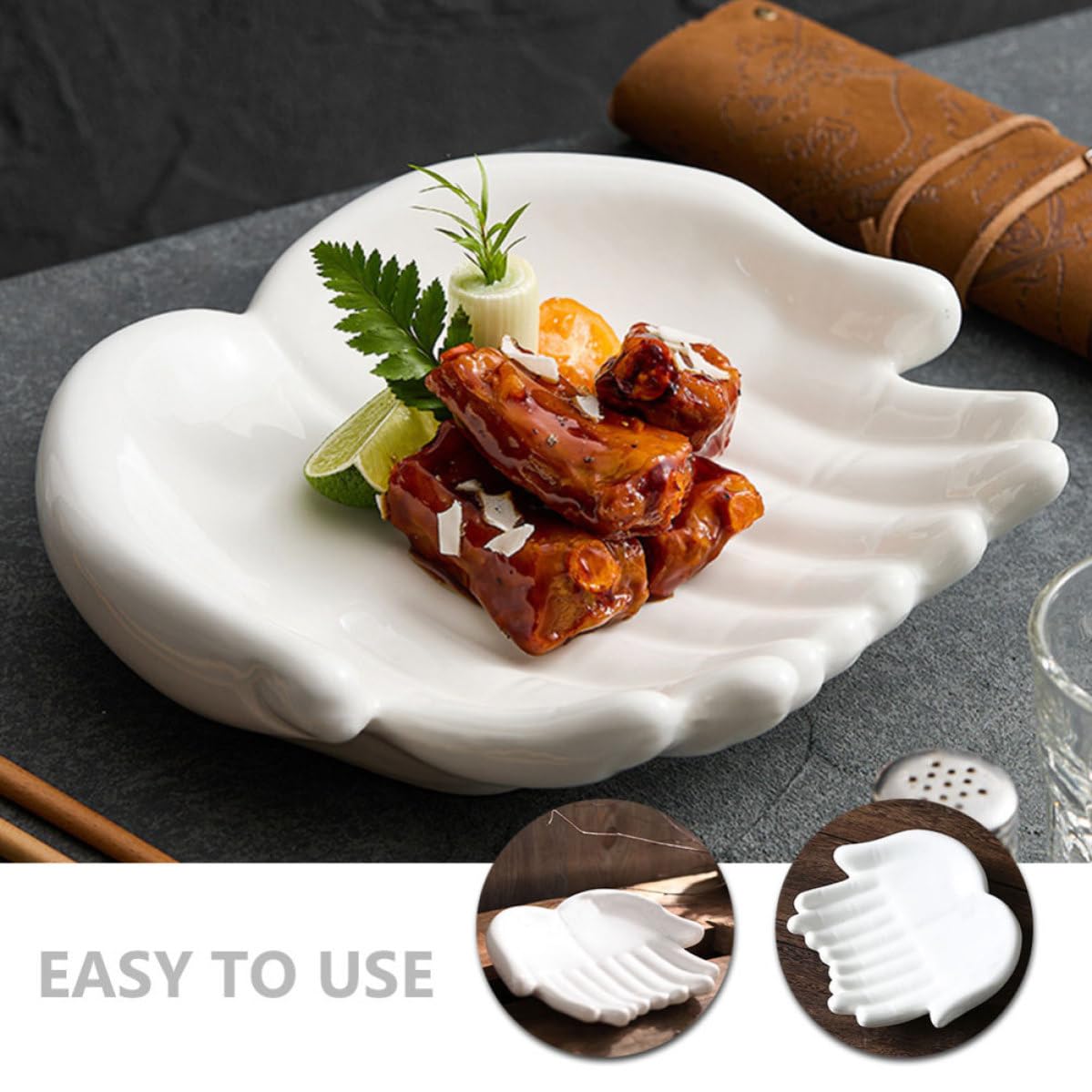 Healeved Plato de Cerámica Blanco para Diseño Mate y Forma Moldeada, Adecuado para Ocasiones de Negocios y Reuniones Familiares