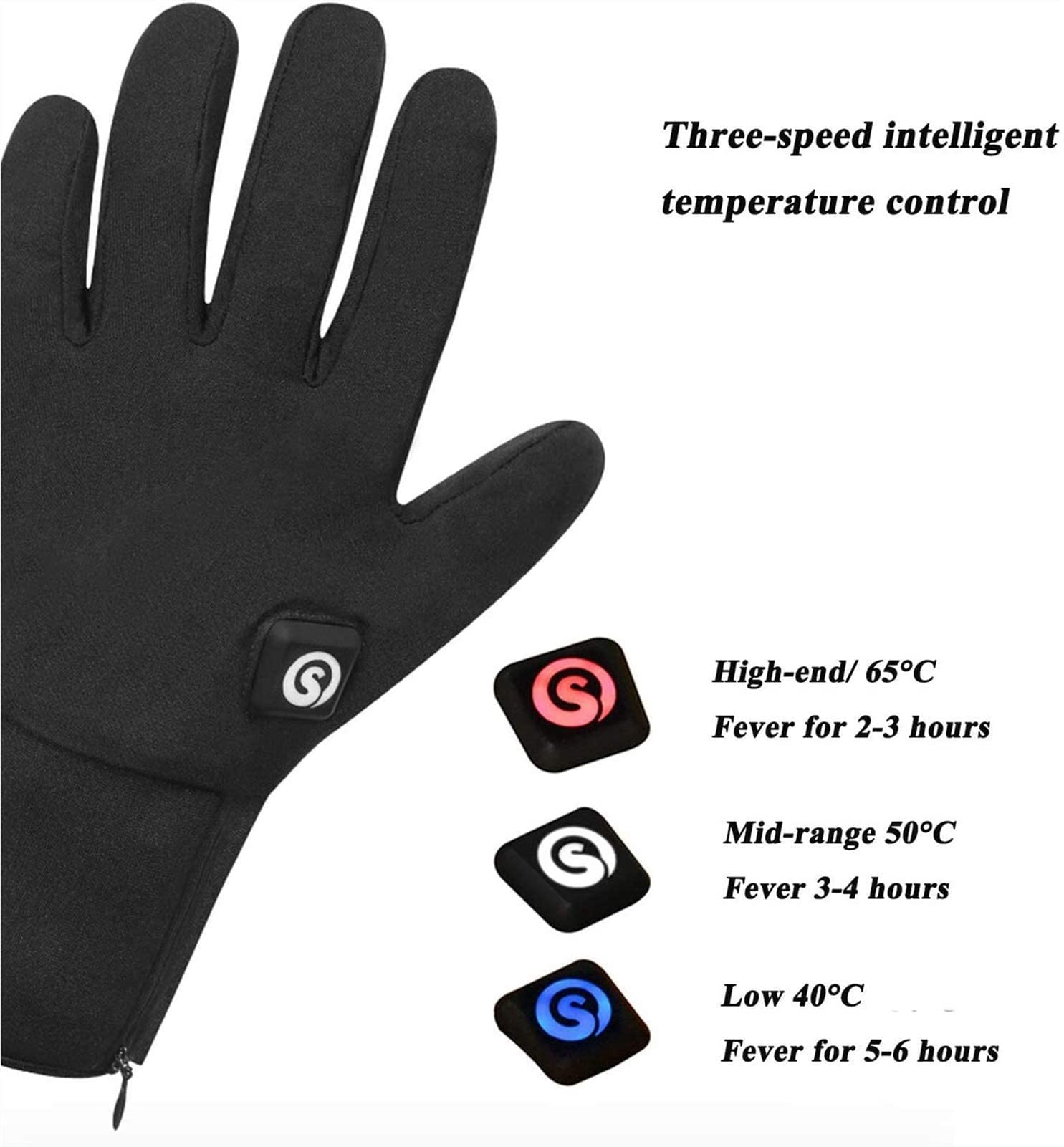 Guanti riscaldati Lavabili Batteria Ricaricabile da 7,4 V 2200 mAh per Donna Uomo attività Invernali all'aperto
