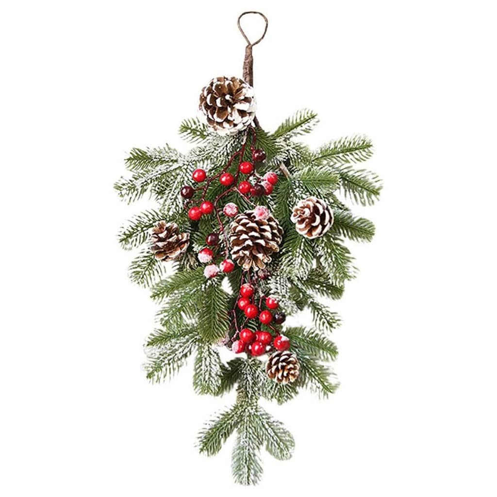 Couronne de verres à larmes de Noël avec pommes de pin et baies