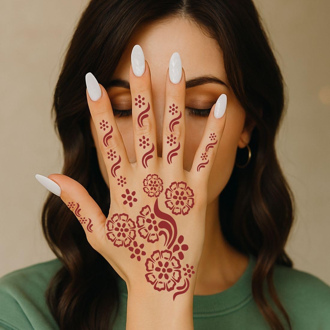 ORDERSHOCK Perfect Combo Mehndi Templates for Simple Hand and Foot Art For Girls & Women Palm And Finger Design Pack Of 2 1