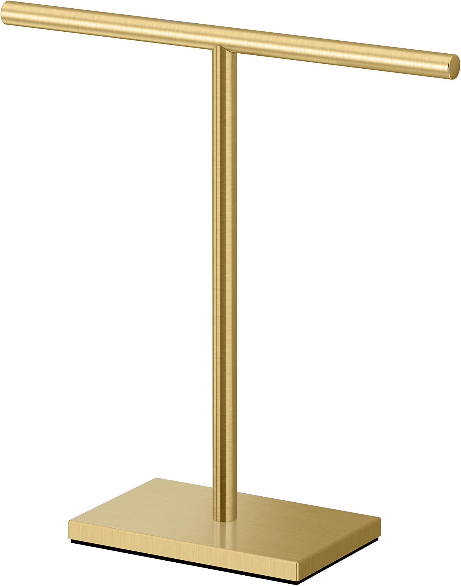 Gatco 1444B, Modern Rectangle Base Freestanding Countertop Towel Holder, Brushed Brass / 10.50" W x 11.13" H T-Style Countertop Hand Towel Holder for Bathroom, Kitchen/Fingertip Towel Rack