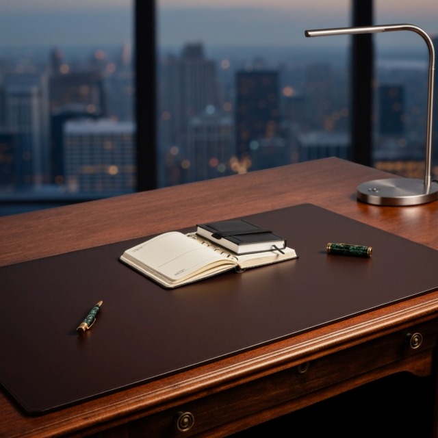 DACASSO Bonded Leather No Core Rollable Desk Mat/Pad - Luxury Leather Desk Blotter For Writing - Executive Desk Surface Protector - (Dark Brown, 32" X