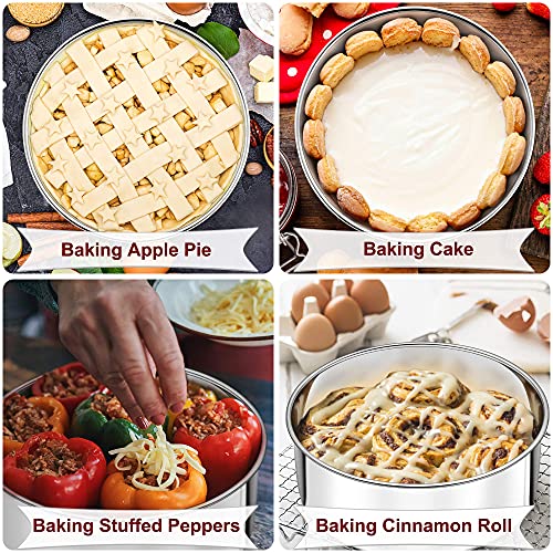 Teamfar Cake Pan, 2 Pcs 8X3 Inch Round Cake Pan, Stainless Steel Deep Layer Cake Pans With 60 Pcs Parchment Papers, 3 Pcs Cake Smoother Scrapers & Silicone Spatula & Mitts, Healthy & Practical #TOP3