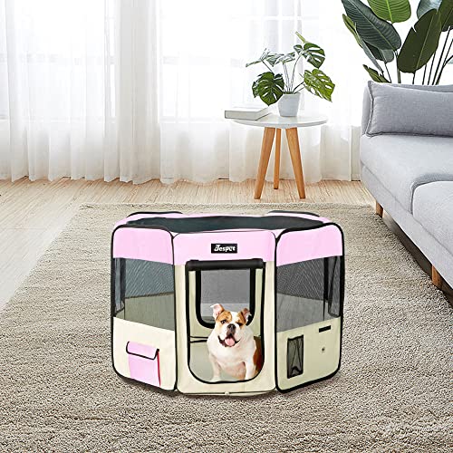 Jespet 61" Pet Dog Playpens, Portable Soft Dog Exercise Pen Kennel With Carry Bag For Puppy Cats Kittens Rabbits, Pink #TOP3