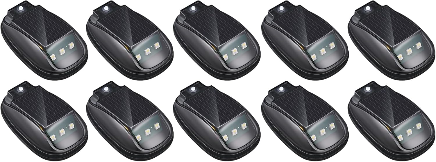 2/4/5/10PCS 2026 New Solar Cab Lights, Solar Car Roof RGB Strobe Light, with Remote Control, Vibration, No Drill Powered Cab lights, Waterproof, For Truck Suv Rvs (10 Lights+1 Remote)