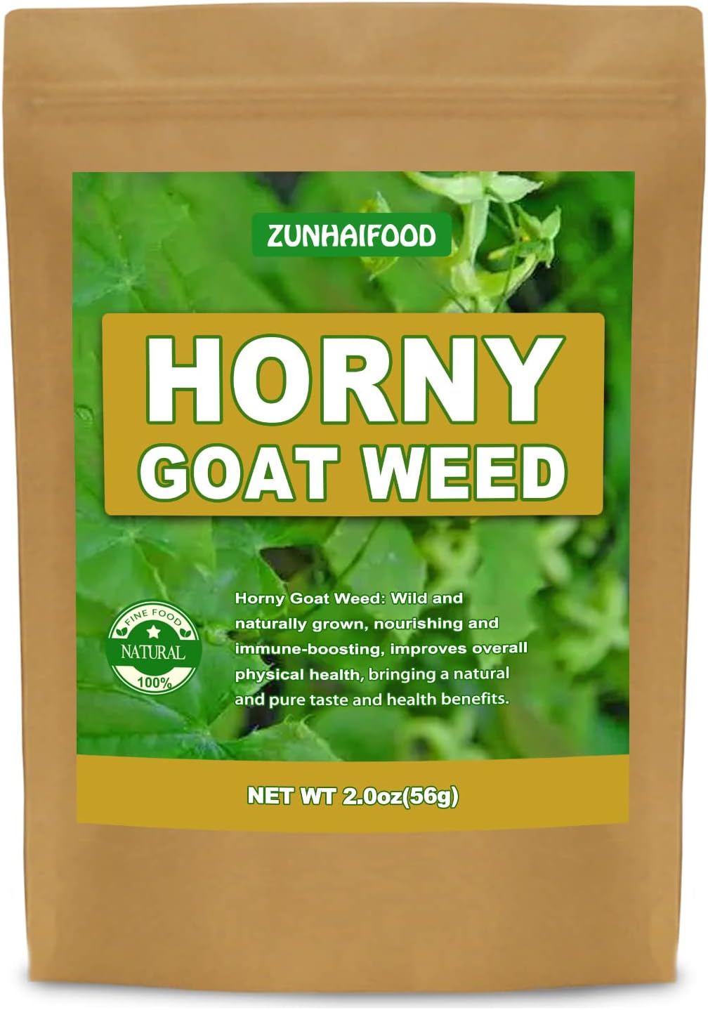 Premium Horny Goat Weed Leaves, Natual Dried Horny Goat Weed, 2.0oz(56g), No Gmo, No Addtives