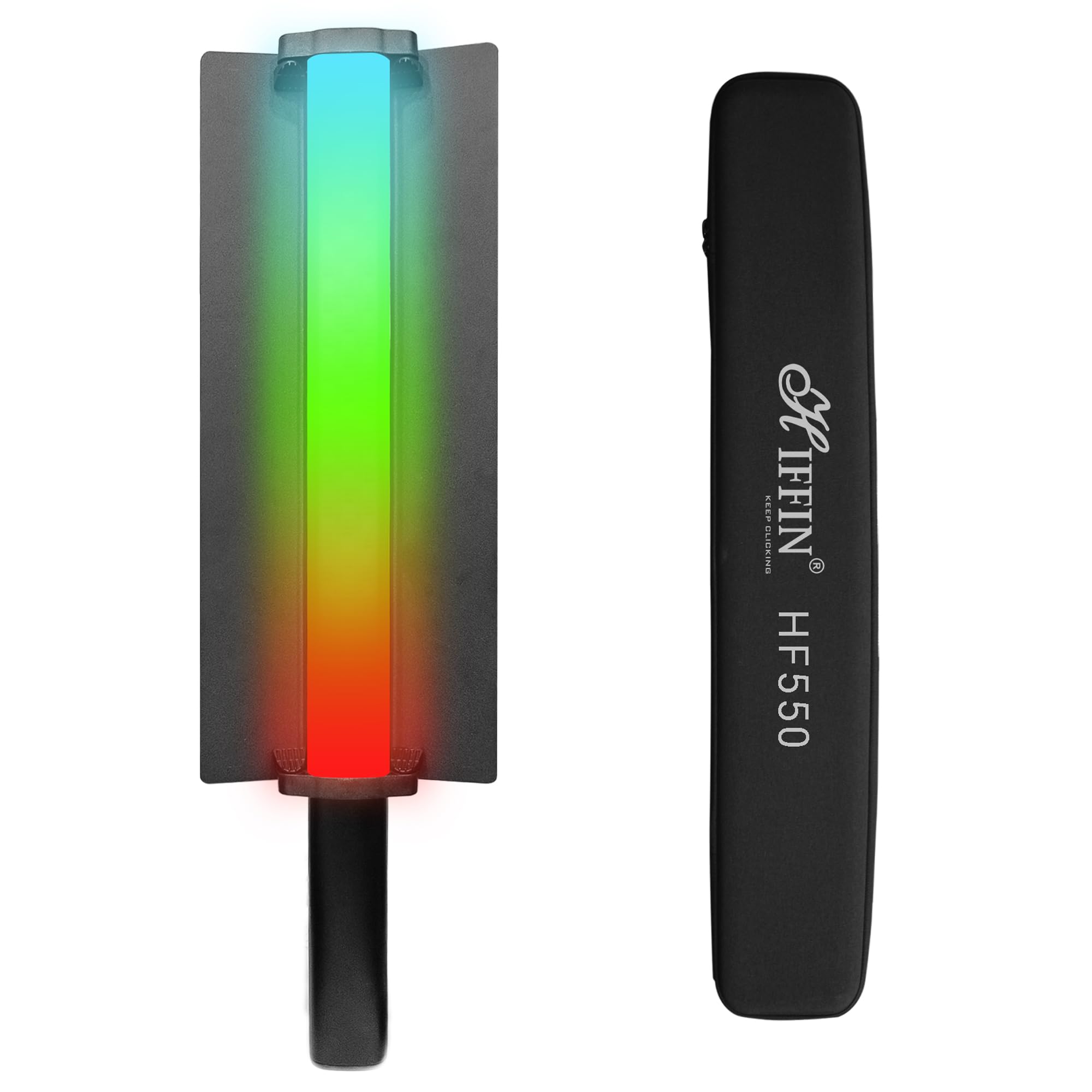 HIFFIN HF-550 RGB LED Light Stick for Photography, Photography Light with RGB CCT HSI Mode, 2500K-9900K Adjustable, 24 Fx Light Effect, Power 20W, Barndoor, 4000mah Battery for YouTube, Photoshoot