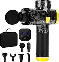 Pistola Massageadora, 6 Cabeças de Massagem, 20 Opções de Velocidade, Pistola Massageadora Profissional, Controle Por Tela Sensível Ao Toque, 2500mAh