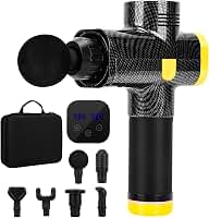 Pistola Massageadora, 6 Cabeças de Massagem, 20 Opções de Velocidade, Pistola Massageadora Profissional, Controle Por Tela Sensível Ao Toque, 2500mAh
