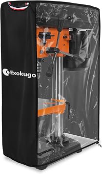 Benchtop Drill Press Cover, Suitability for Most Table 12-Inch Mini Drill Press on the Market, Side with Transparent PVC Design, Black