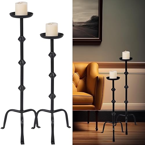 Mumufy 2 Pcs 32 Inch 27 Inch Metal Candlestick Floor