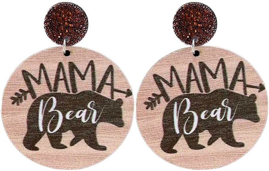 Handmade Natural Wooden MAMA Earrings Fun Mother’s Day Statement Earrings for Mom Grandmother for Mother on Birthday Gift Jewelry