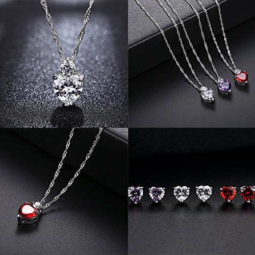 Hosaire, set collana e orecchini Diamond Heart con...