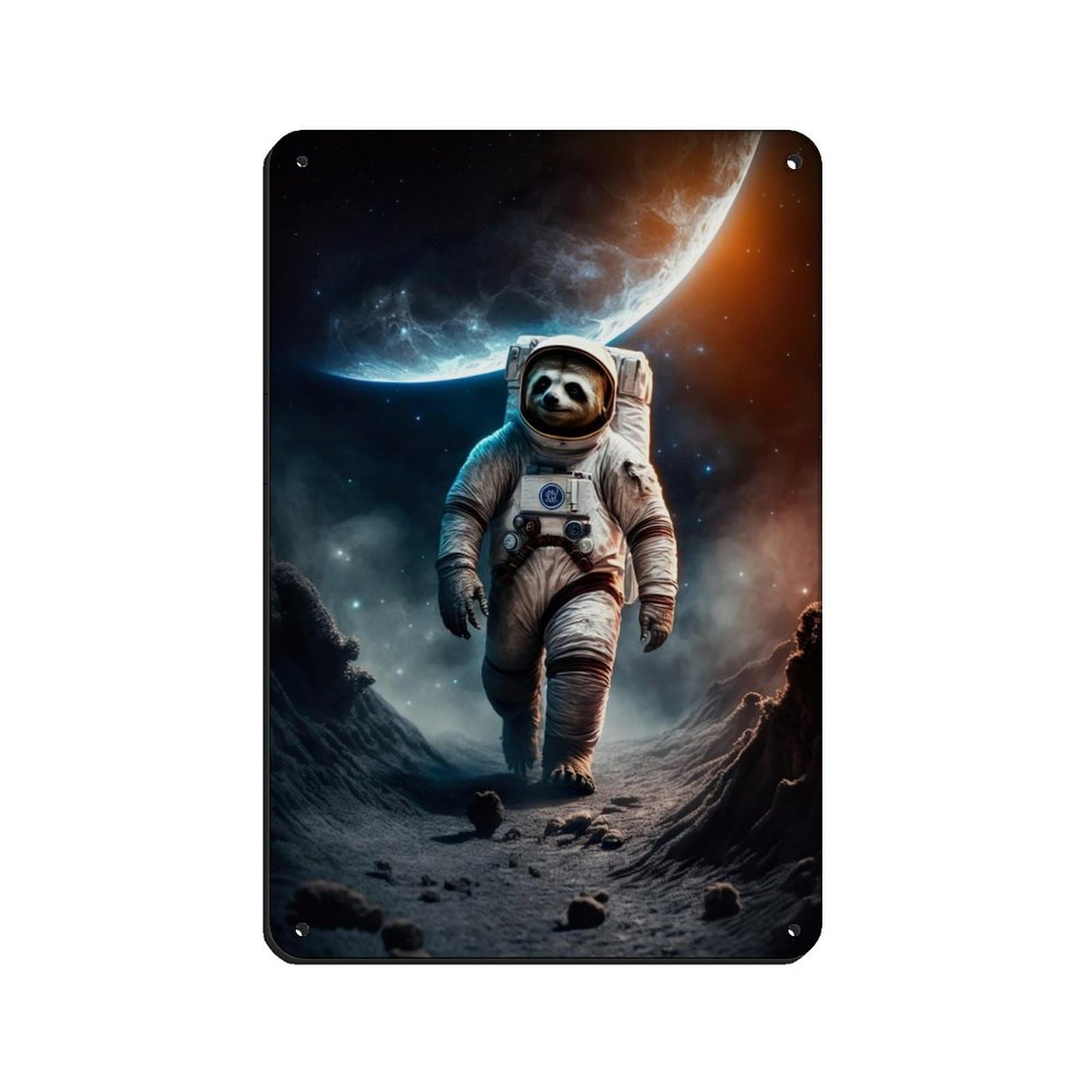 Lxwnze 20L X 30W Cm Astronaut Sloth, Futuristic Animal Tin Sign Vintage Metal Pub Club Cafe Bar Home Wall Art Decoration Poster Retro 8X12inch(20X30cm)