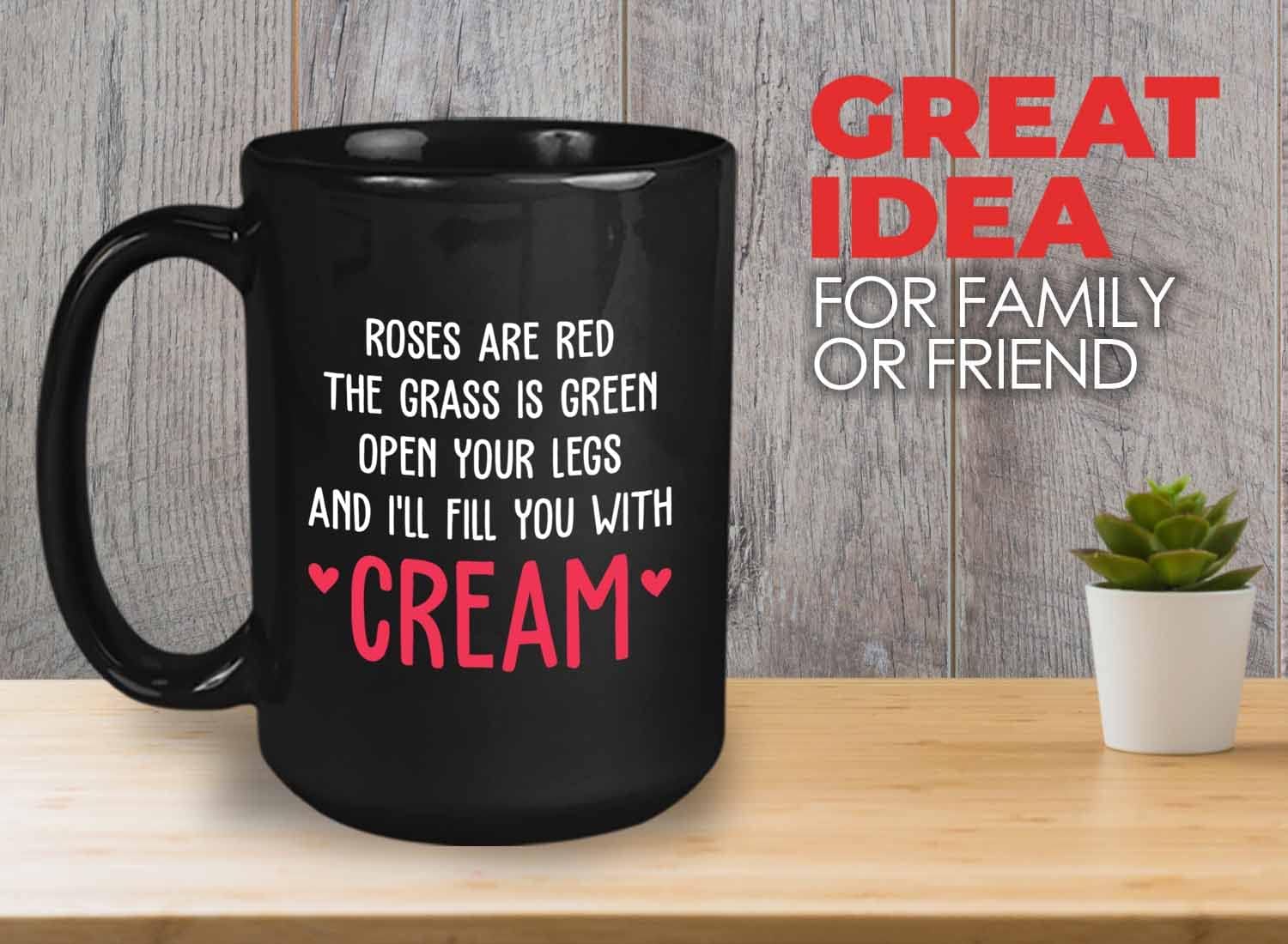 Bubble Hugs Valentine Coffee Mug 15oz Black - Roses Are Red - Valentine's Day Couple Naughty Quote Adult Jokes Relationship