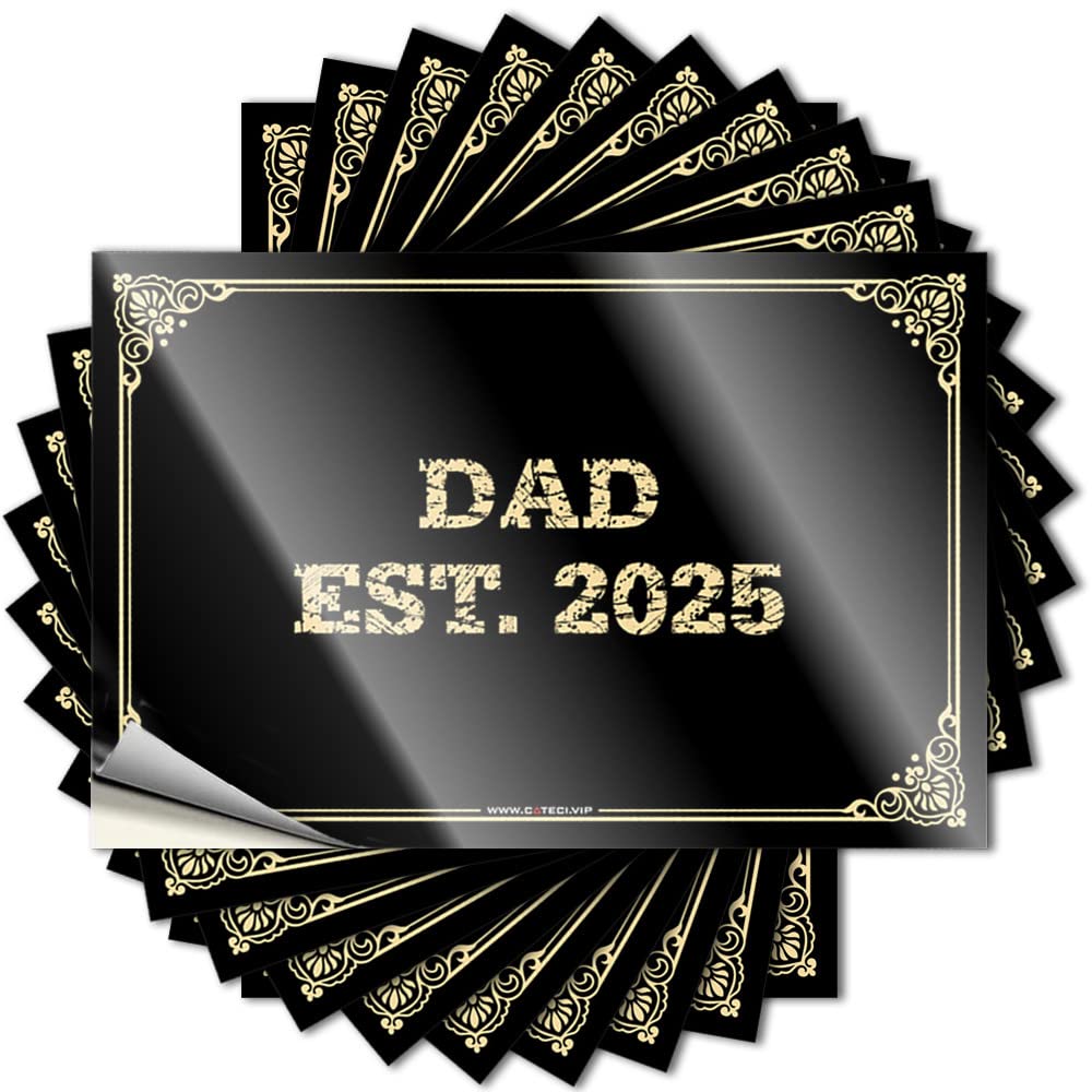 Dad Est. 2025 Golden Decal | Dorm Door Decorations Waterproof Vinyl Tumbler Cruise Removable Decal Peel Stick(12X18CM)