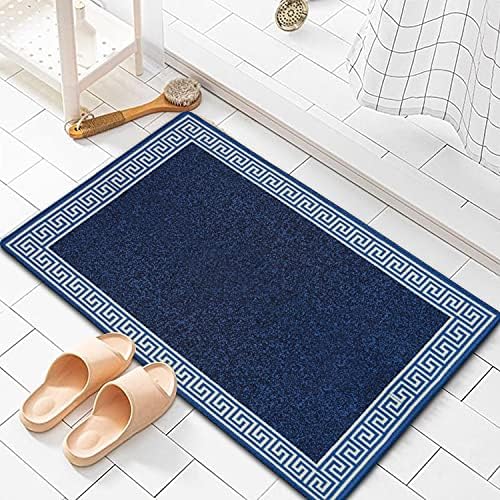 Prime Linens Super Absorbent Door Mat Non Slip - Heavy Duty Washable Doormats Floor Mats For Kitchen Office Chair Front Door Matt Indoor Outdoor | 40 X 60 cm - Greekey Black & Grey