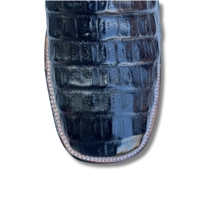 Image of Men's Alex Exotic Caiman Python Western Cowboy Boots Square Toe Pull On Tall Shaft bota de vaquero para hombre