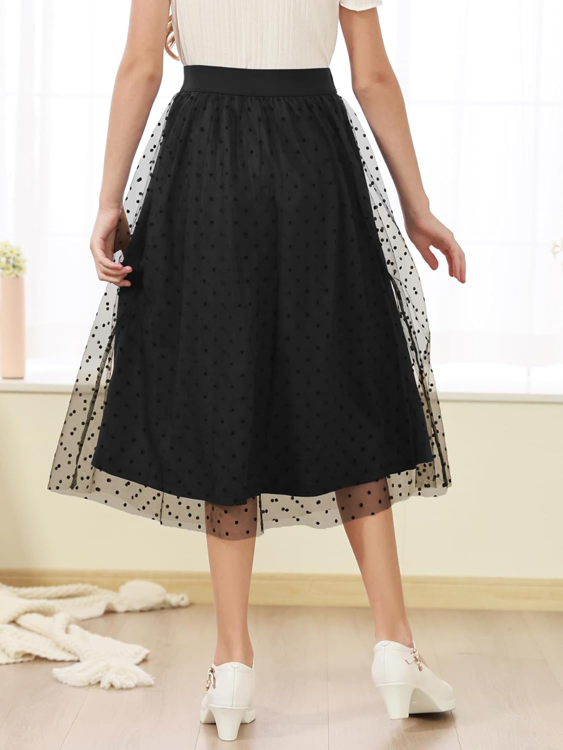 GORLYA Girls Tulle Elastic Waist Elegant A-Line Mesh Tutu Long Skirts for Special Occasions 6-16Years - Image 2