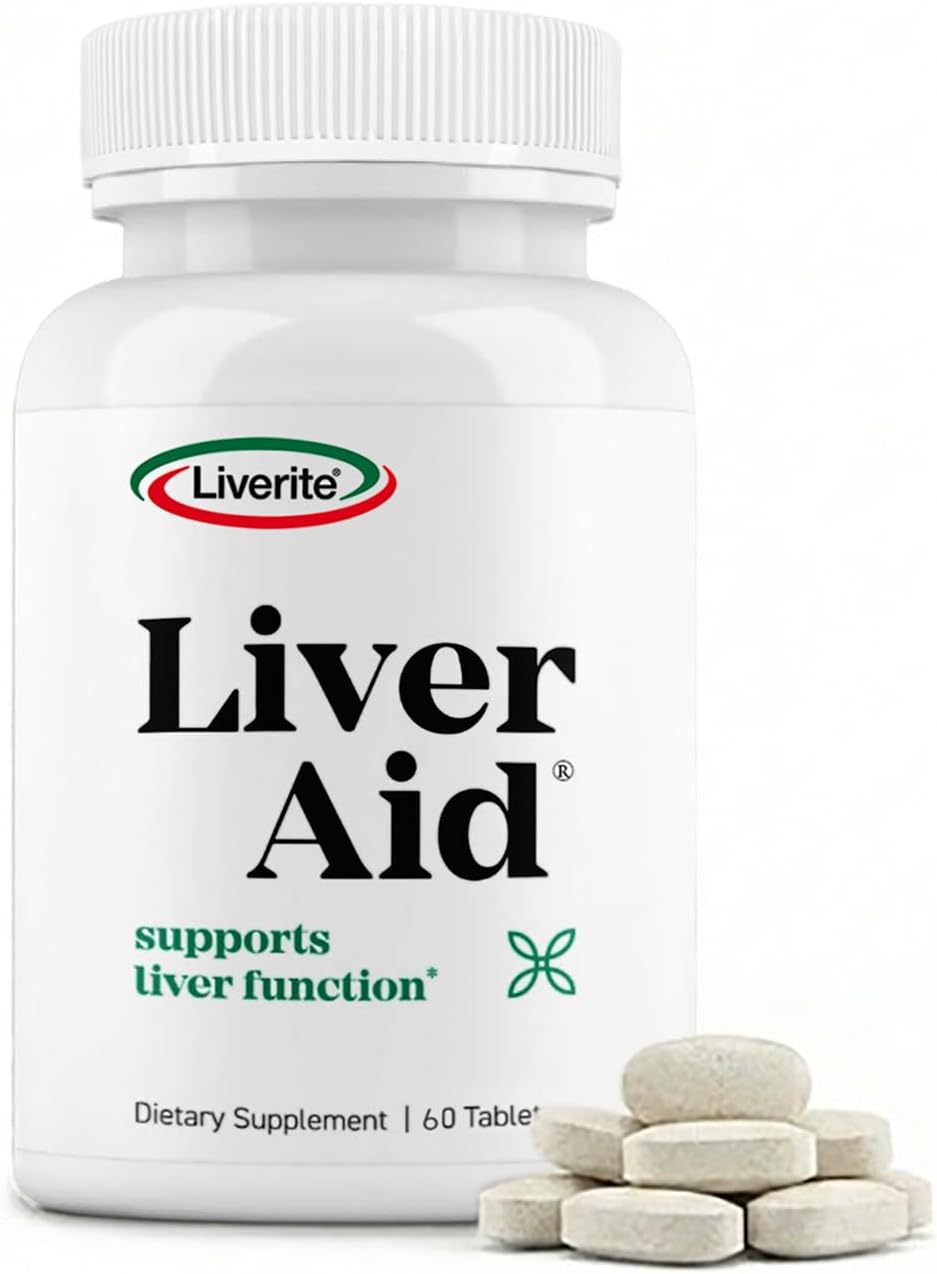 LIVERITE Liver Aid Dietary Supplement 60 Tablets -Liver Support Supplement with Amino Acids, Choline, Phospholipids Supports Healthy Liver Function, Cleansing, Energy, Metabolism, Digestion