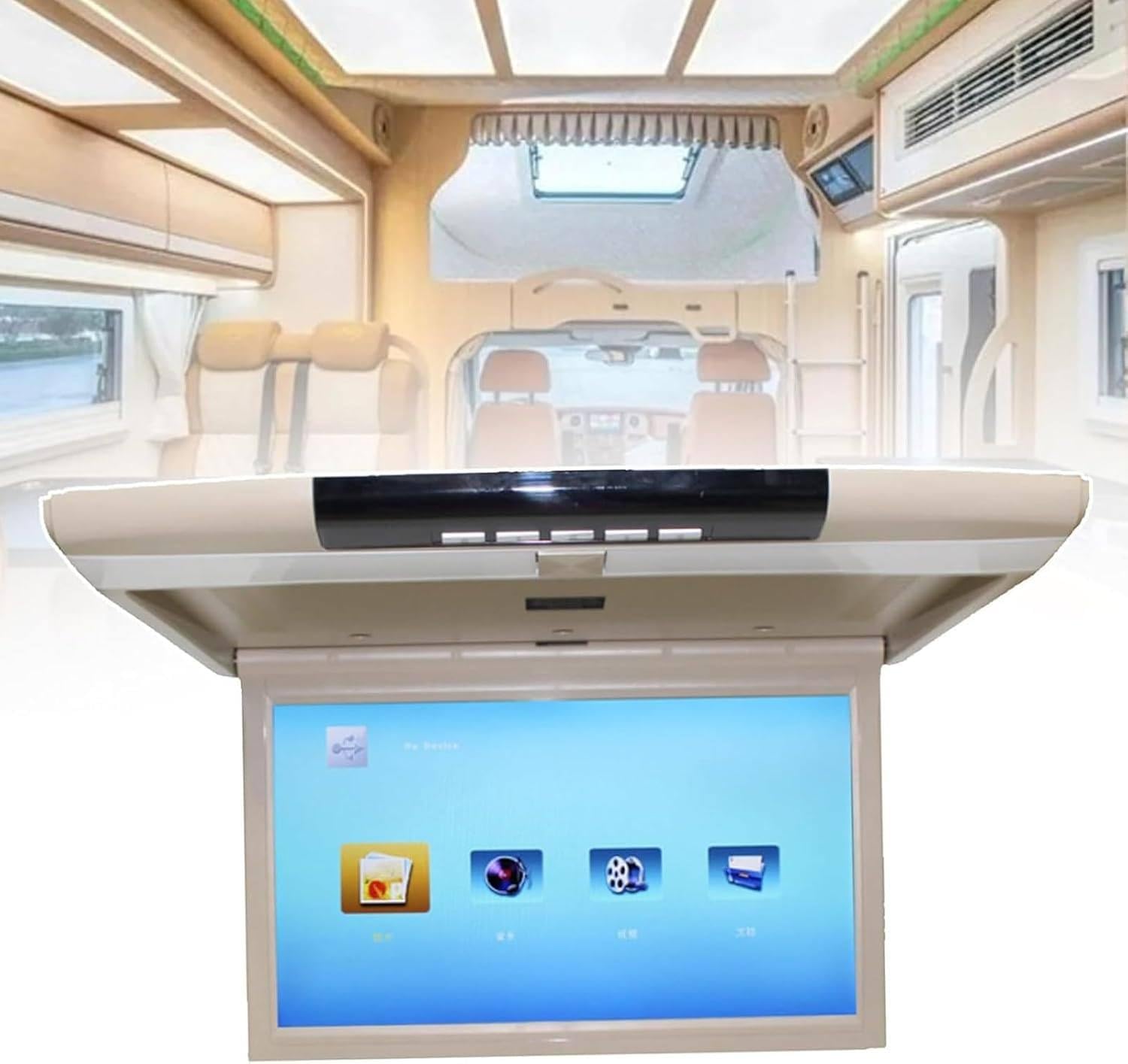 Moniteur de plafond pour voiture 17,3" beige avec lecteur vidéo 1080P TFT