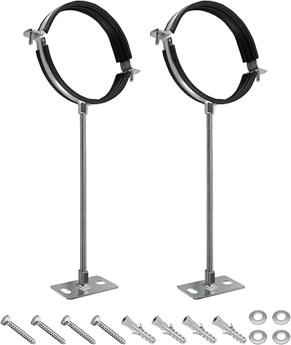 Paquete de 2 soportes de suspensión de tubo de 6 pulgadas con barra de extensión de 16 pulgadas, abrazadera de anillo dividido de acero galvanizado