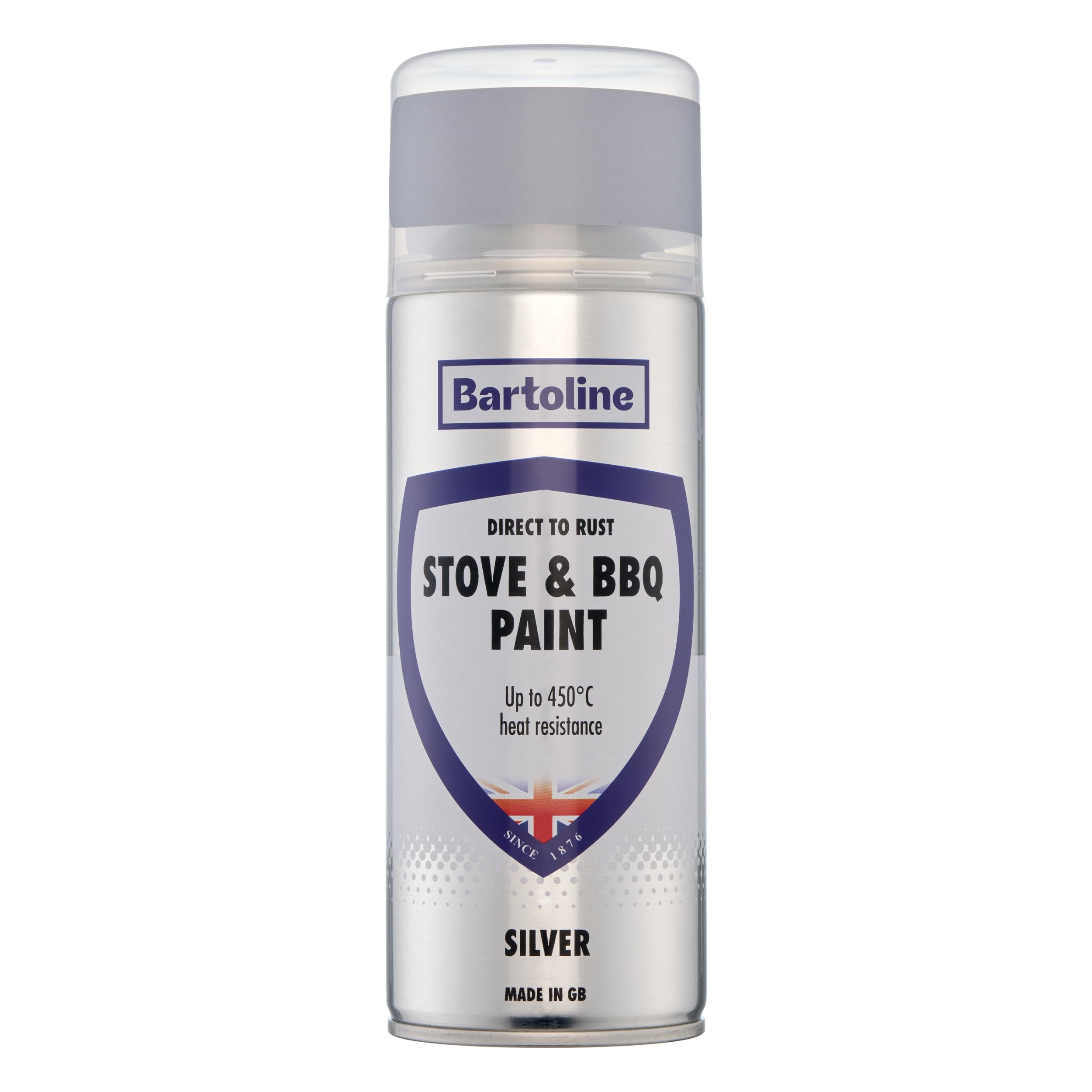 Bartoline Direct to Rust Stove & BBQ Paint Silver 400ml – Heat Resistant Up to 200°C, Metal Paint Spray, Primer Undercoat Topcoat, Rust Protection for BBQs, Stoves & Fireplaces