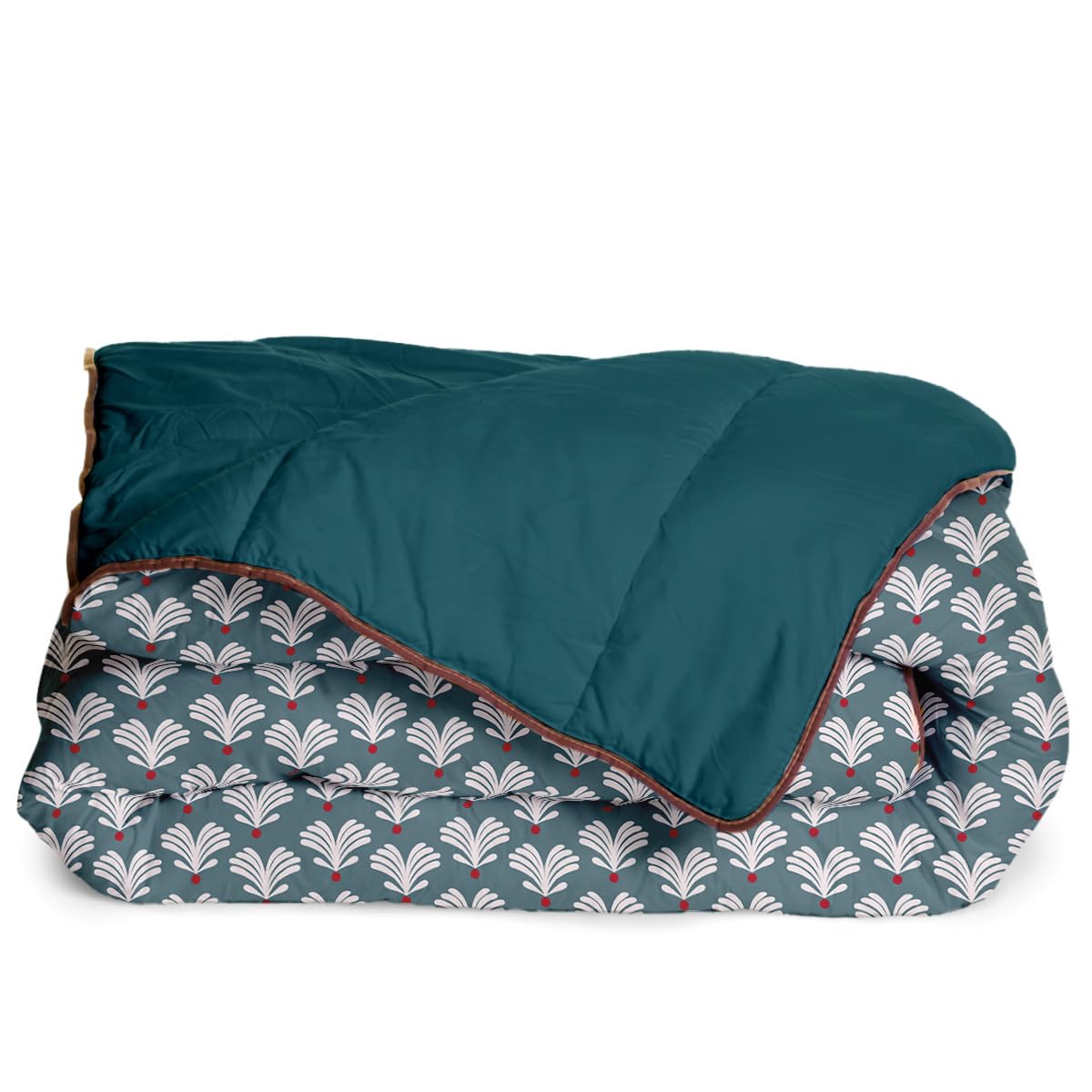 Bleu Calin Couette Imprimée Chaude Sully 140x200cm pour Lit 90x190 - Microfibre - Édredon 350g/​m² Fabriqué en France - Bleu Vert