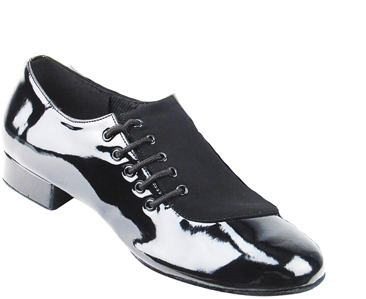 Very Fine Dance Shoes Men's Salsa Ballroom Tango Latin Dance Shoes Style S2519 Bundle with Dance Shoe Wire Brush, Black Nubuck and Patent 12.5 M US Heel 1 Inch