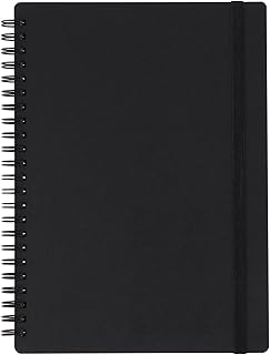 無印良品 上質紙 ダブルリングノート・ゴム留付 黒 A5 80枚 6mm横罫 NAA39A8A