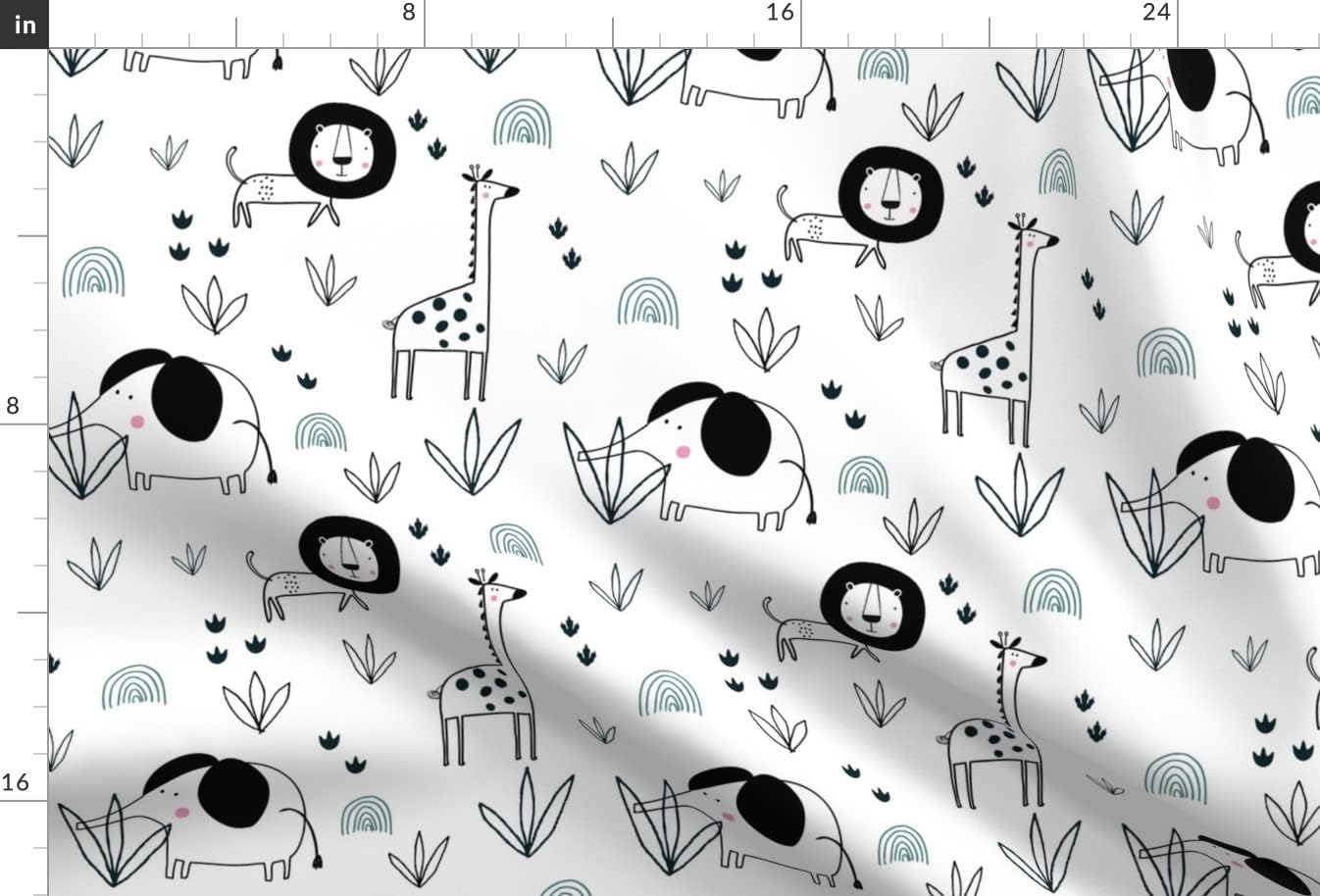 Spoonflower Fabric - Safari Jungle Elephant Lion Giraffe Gender Neutral Nursery Kids Printed on Upholstery Velvet Fabric Fat Quarter - Upholstery Home Decor Bottomweight Apparel