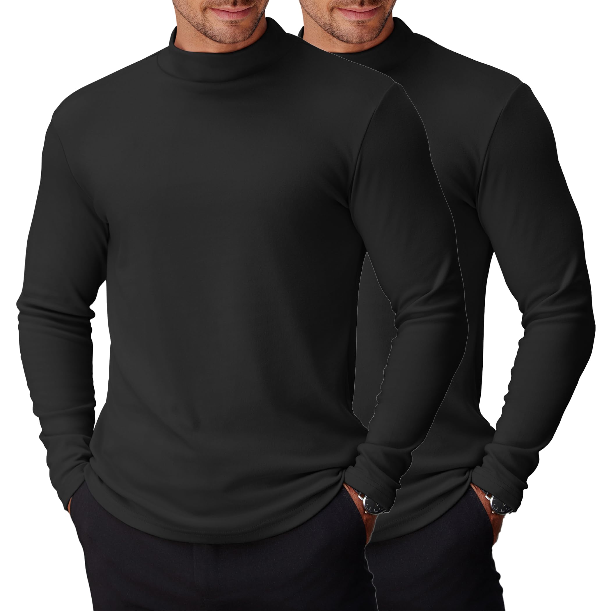 Mens Mock Turtleneck Long Sleeve Shirts Basic Thermal Turtle Neck Undershirt Lightweight Pullover Sweaters Top-image-10
