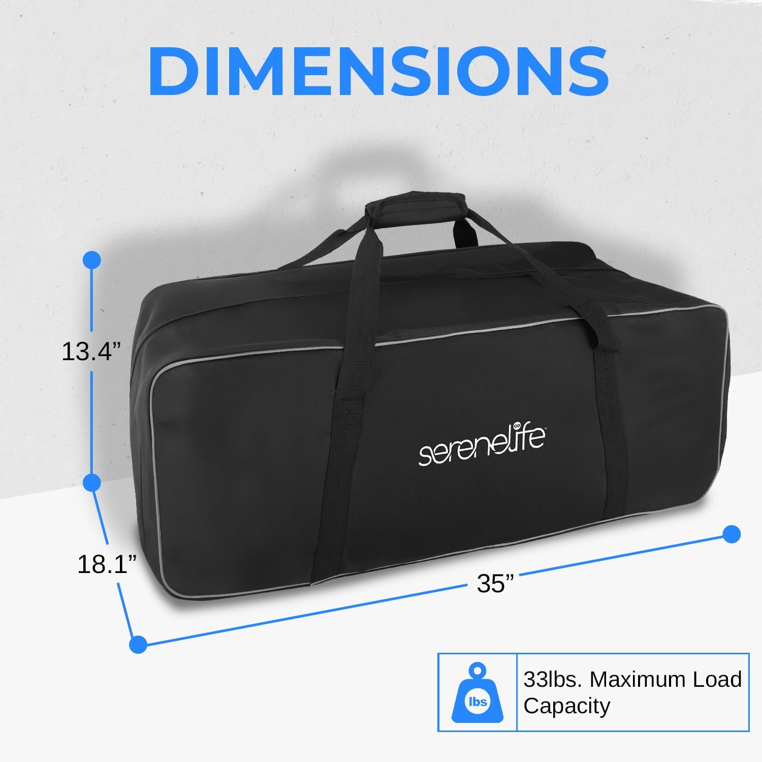 Portable Golf Trolley Duffel Bag - Water-Resistant Extra Large Nylon Travel Duffel Luggage Bag with Durable Zippers, Large Compartment, Includes Shoulder Strap & Padded Handles - SereneLife SLGZBGA - Image 4