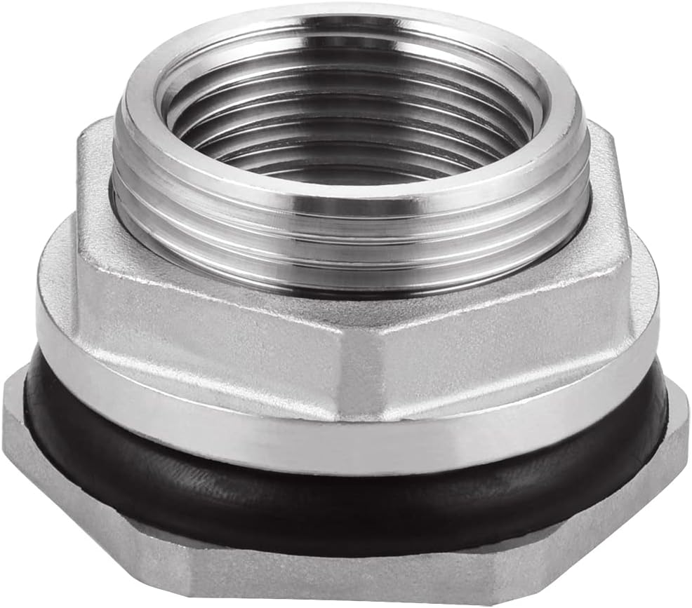 Bulkhead Water Tank Fitting,1/2" NPT Female Thread,304 Stainless Steel Thru-bulk Fitting