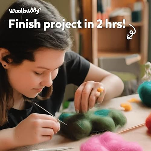 Miniatura 3 de Woolbuddy Kit de fieltro de aguja para principiantes y adultos - Kit de inicio de fieltro de cebra DIY con lana natural, agujas de fieltro e