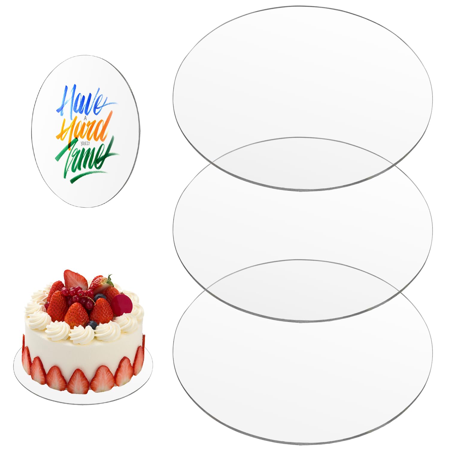 Acryl-Kuchenscheiben – 3 Stück, 16 Cm Durchmesser, 3 Mm Dick, Transparent & Wiederverwendbar