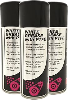 (Pack of 3) 400ml White Spray Grease with PTFE - Waterproof Spray Lubricant