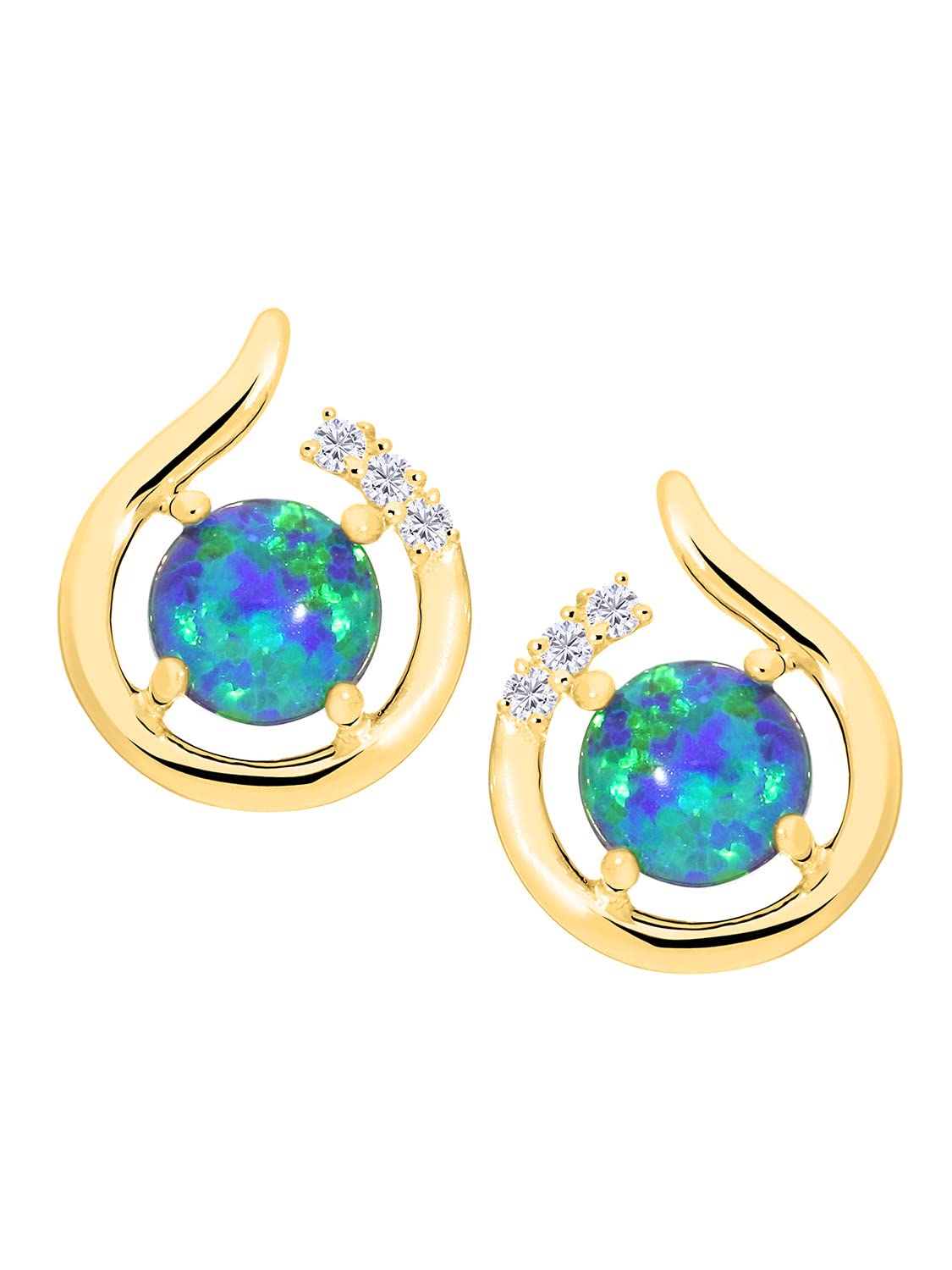 My Gold Damen Ohrringe Gold 333 Mit Opal Echtes Gelbgold (8 Karat) Damenohrringe Edelsteinohrringe Oplaohrringe 11 x 5 mm Sala