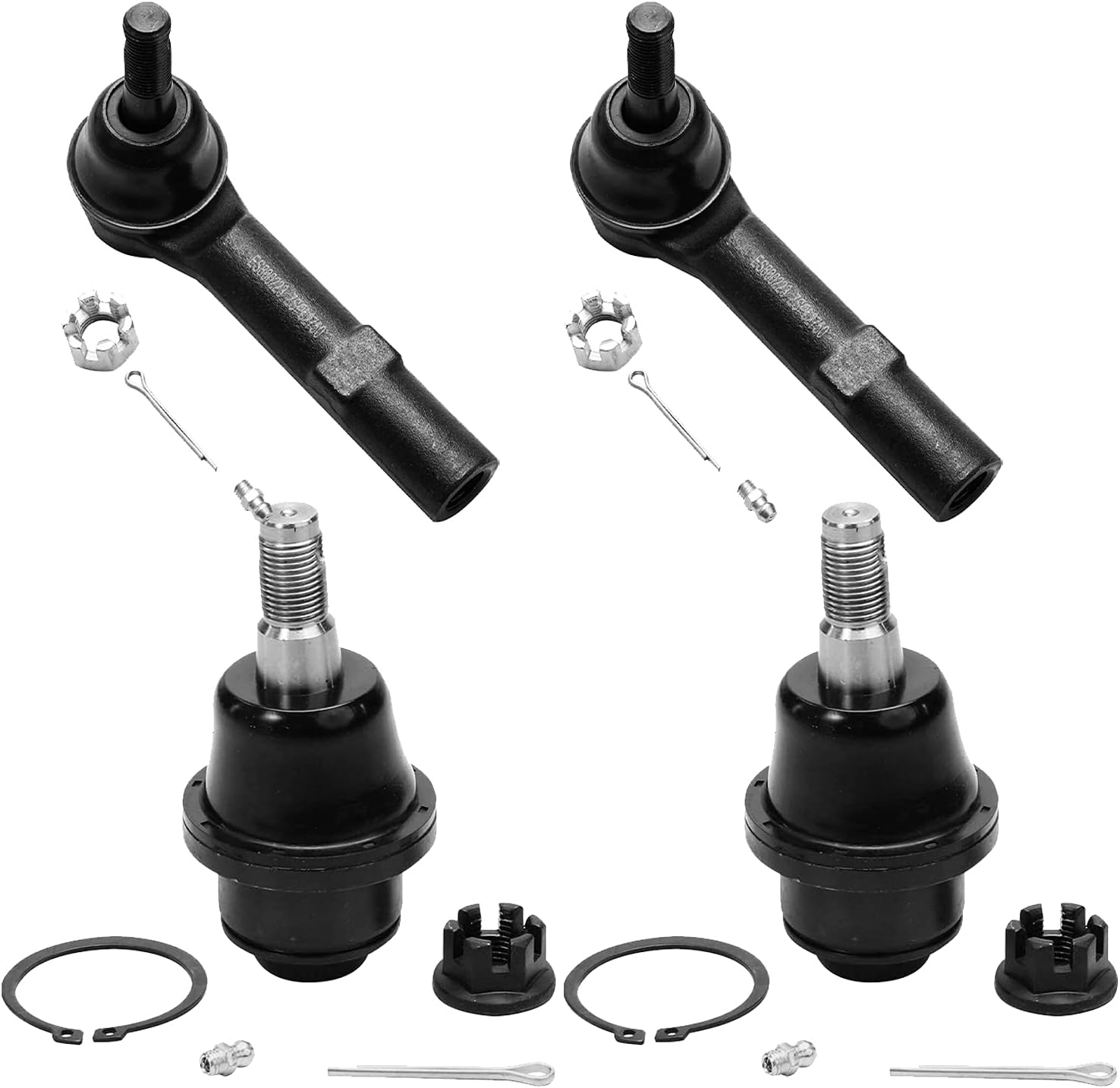 Detroit Axle - Front 4pc Ball Joints Tie Rods for Chevrolet Silverado GMC Sierra Suburban Yukon XL 1500 Tahoe Avalanche Cadillac Escalade ESV EXT, 2 Lower Ball Joints 2 Outer Tie Rod Ends Replacement