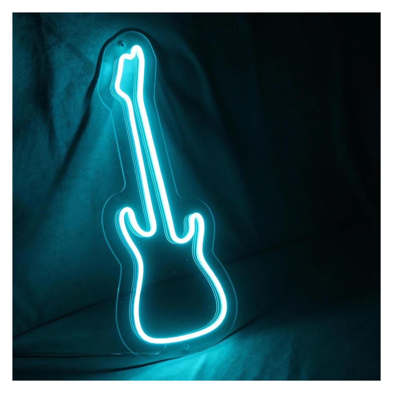 Insegna al Neon Insegna Al Neon Con Chitarra, Decorazione Per Sala Musica, Bar, Discoteca 45X18cm(Blu)