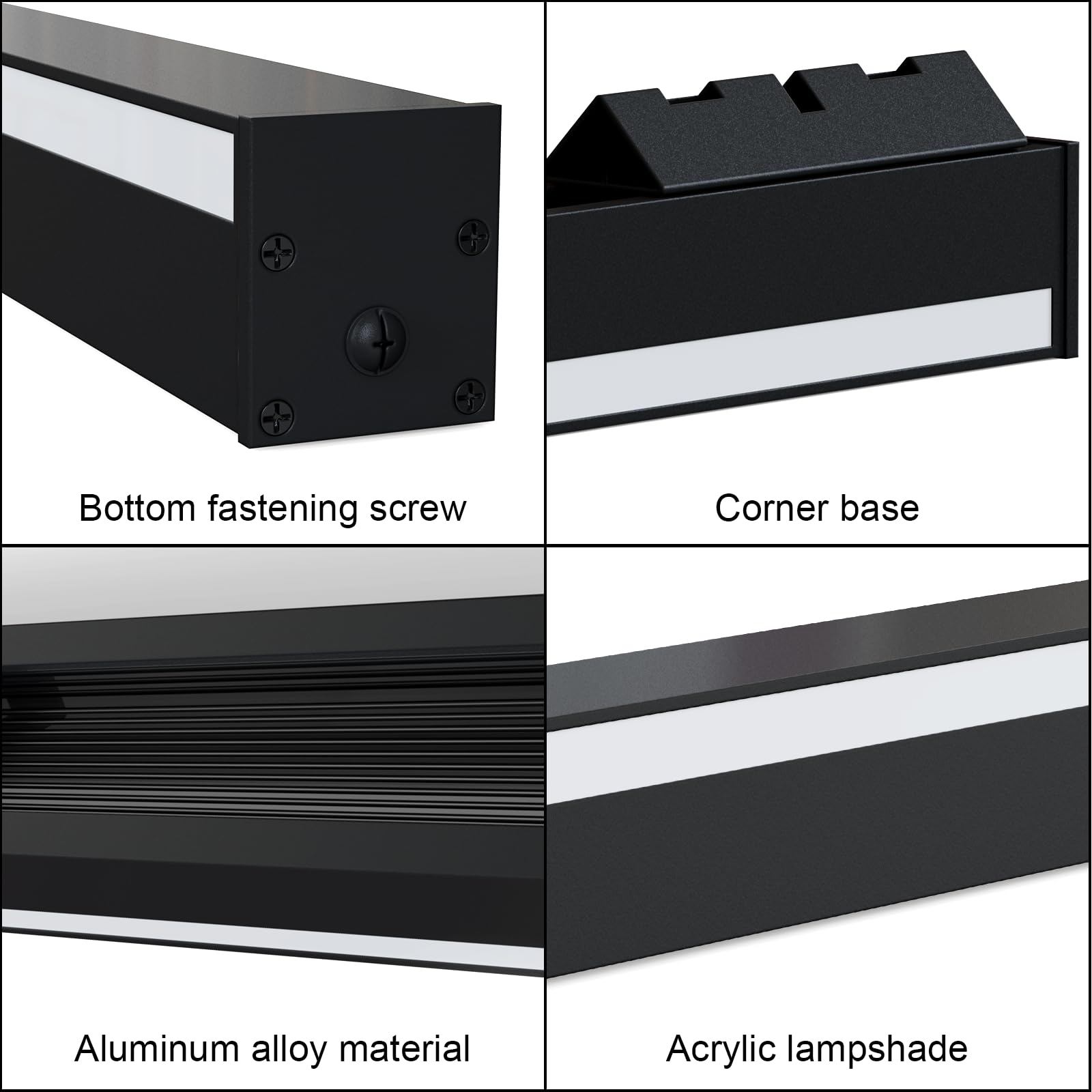 LANMOU Lange Wandleuchte Innen Dimmbar 150cm Schwarz LED Ecklampe 4000 LM | Wandlampe mit Fernbedienung ＆ Stecker, Modern Aluminiumgehäuse, 3000-6000K Lichtfarbe, 50W, Kabelmontage für Wohnzimmer