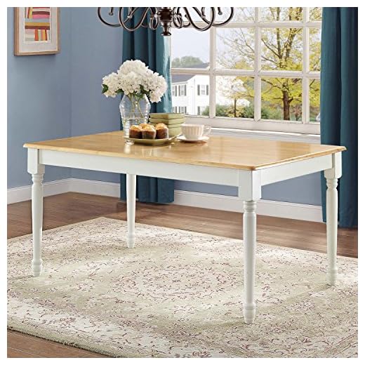 Better Homes and Gardens Autumn Lane Farmhouse Dining Table, White and Natural by Better Homes & Gardens