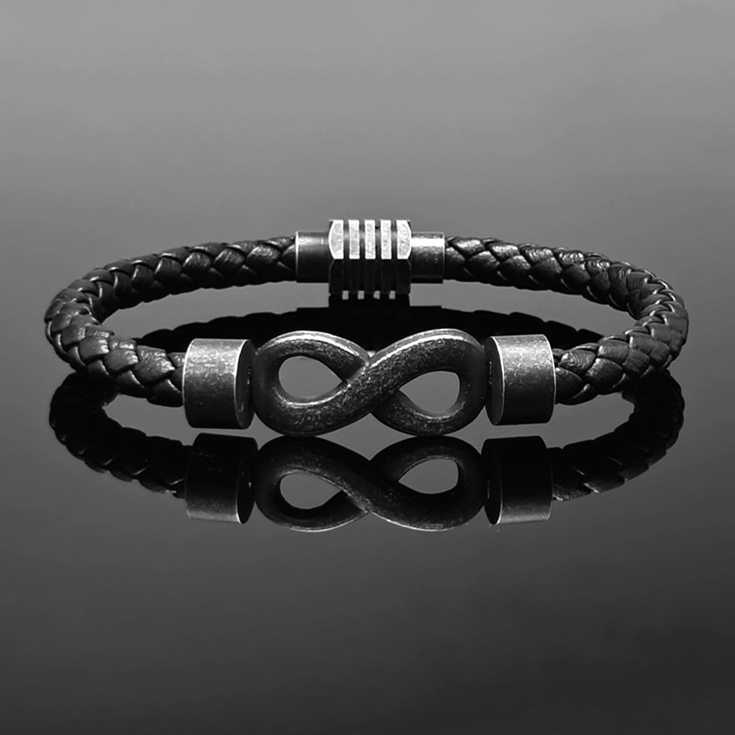 Personalized Men's Bracelet with Custom Name Beads, Customized Braid Leather Bracelet Engraved with 2-6 Names for Men, Gifts for Father Dad Husband Grandpa Son Boyfriend - Image 2