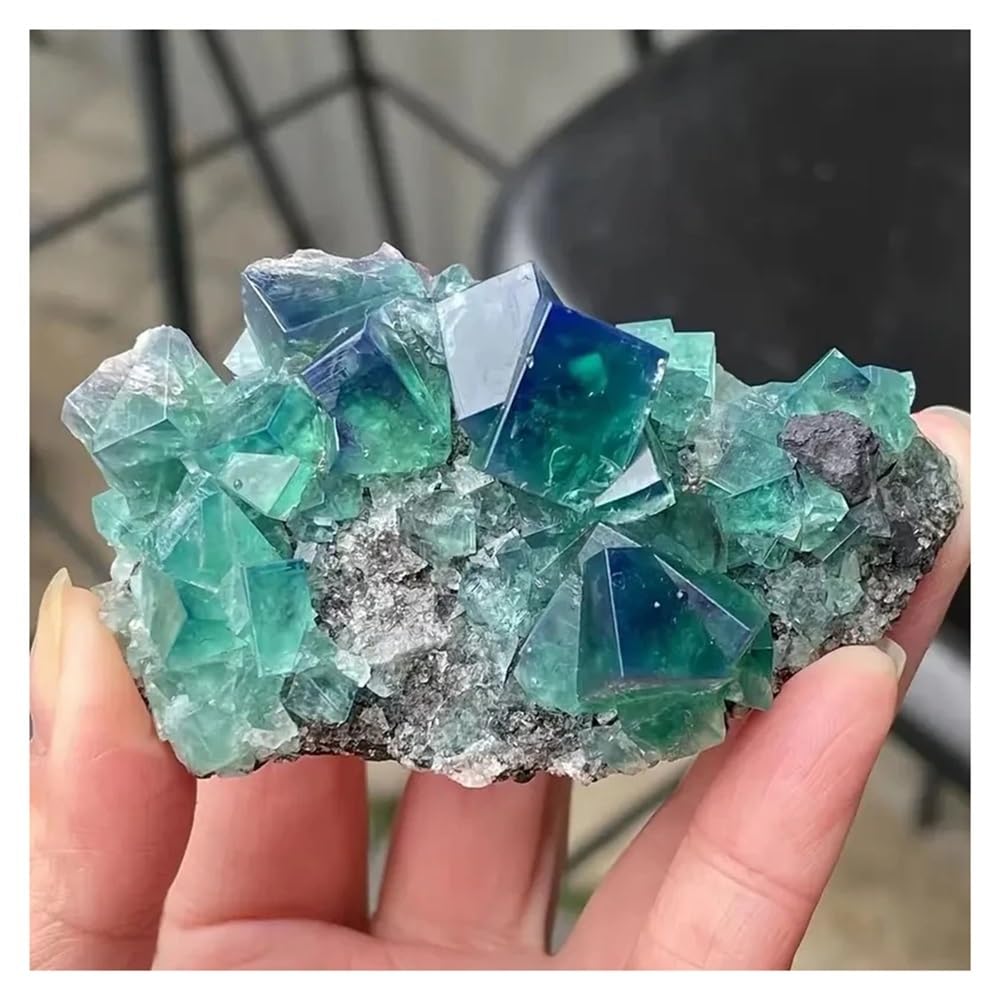 Cristal de fluorite verte naturelle en grappe pour décoration intérieure de 8 à 12 cm