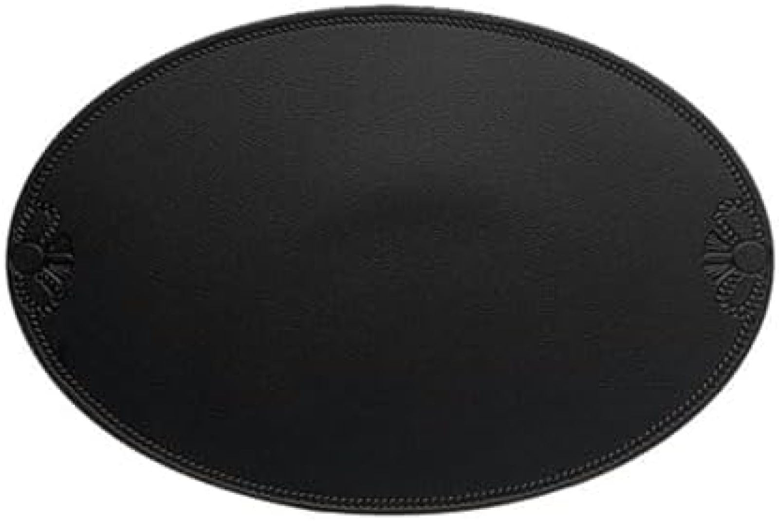 Lot de 4 sets de table ovales en cuir beige et noir 45x30 cm avec noeud papillon chic