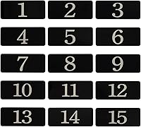 Vista 1 de StayMax Número de tabla de número de habitación con adhesivo numerado para casillero rectangular de plástico (1-10, negro)