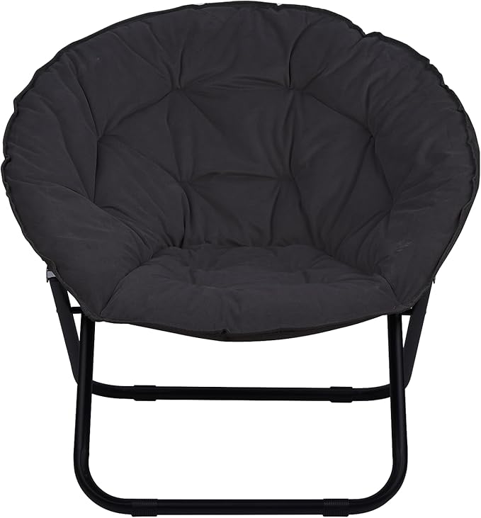 Sillón Plegable Redondo Peluche Negro miniatura 7