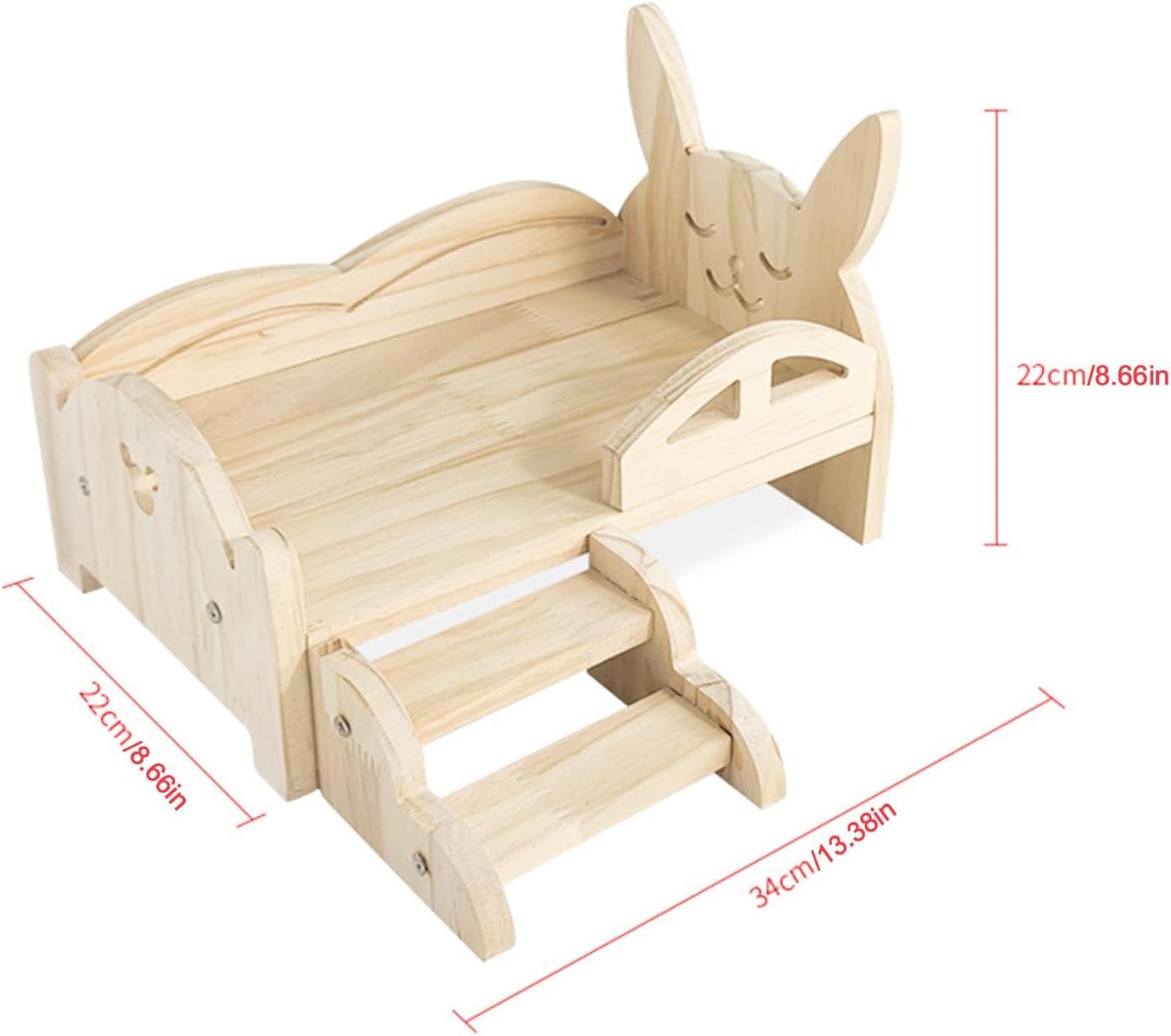 Wooden Pet Bed, Small Animal Bed | Bunny Sleeping Habitat with Stairs | Hamster Bed, Chinchilla for Bunnies, Chinchillas, Hamster, Ferret, Kitten